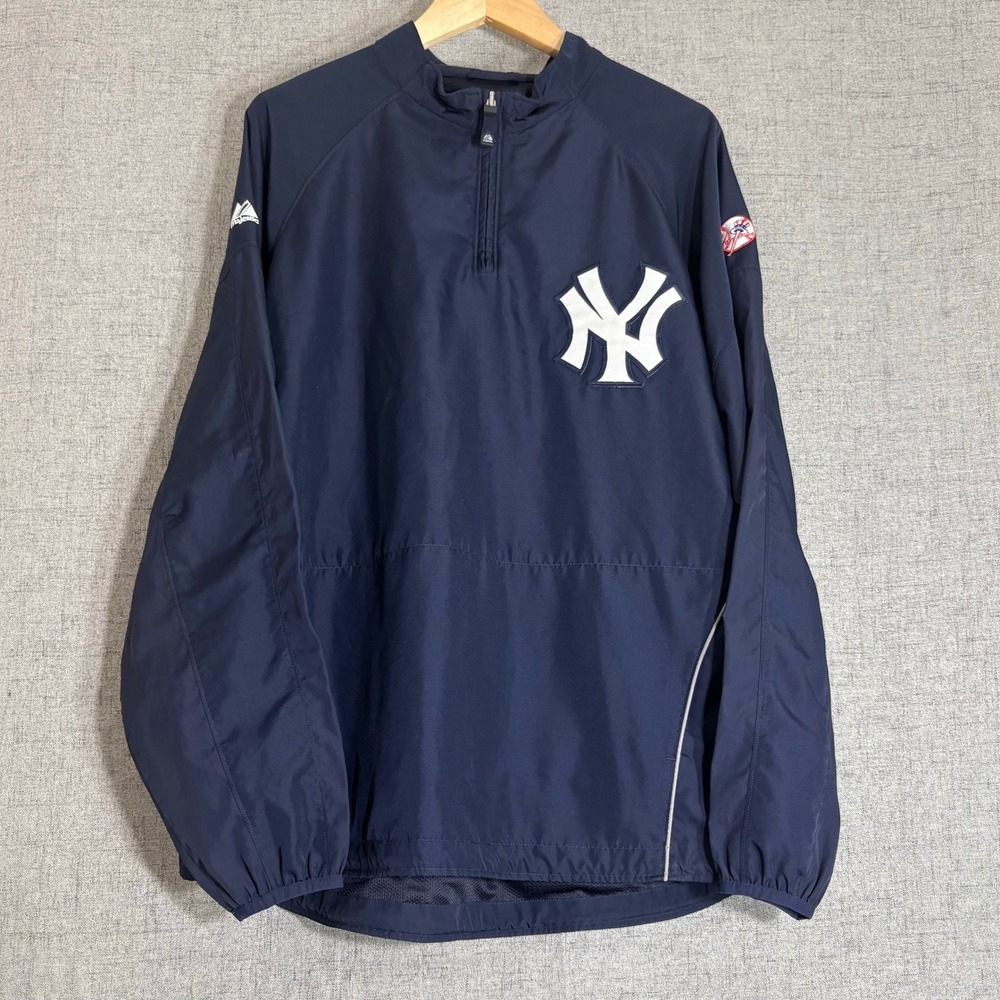 Majestic Authentic Collection Quarter Zip Men XL Blue MLB NY Yankees jacket